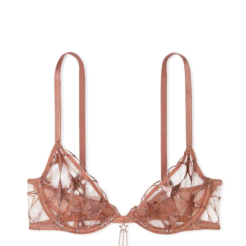 Victoria's Secret Stardust Embroidery Unlined Low-Cut Demi Bra